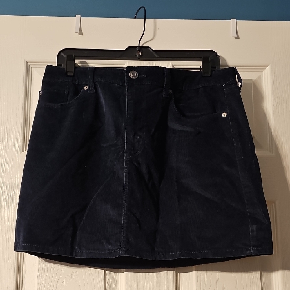 Classic Navy Blue Corduroy Skirt